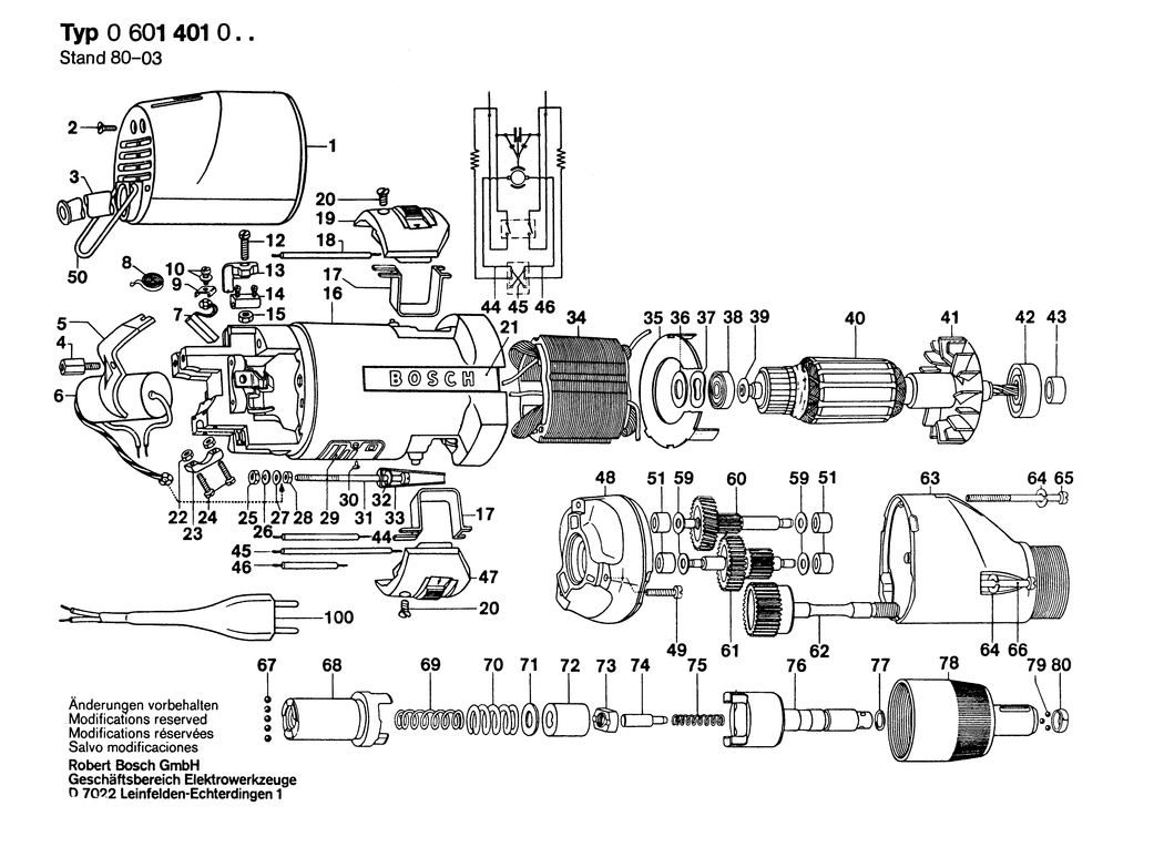 Bosch ---- / 0601401003 / EU 220 Volt Spare Parts