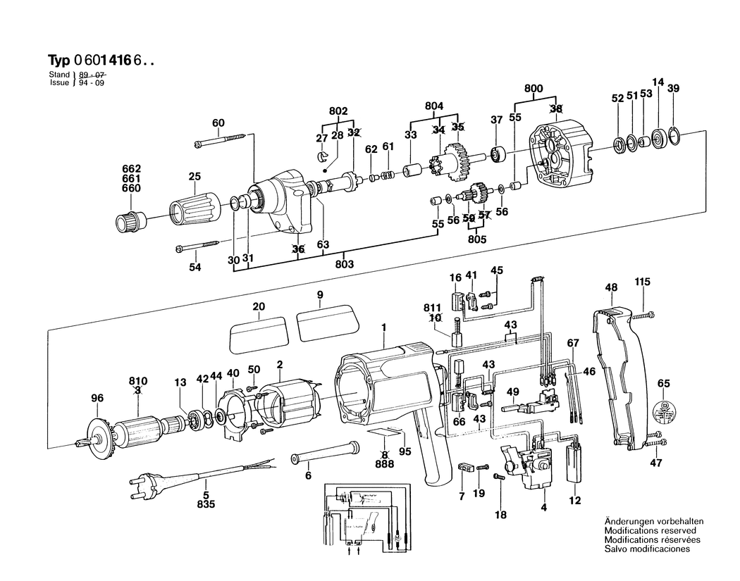 Bosch GSR 6-16 TE / 0601416603 / EU 220 Volt Spare Parts