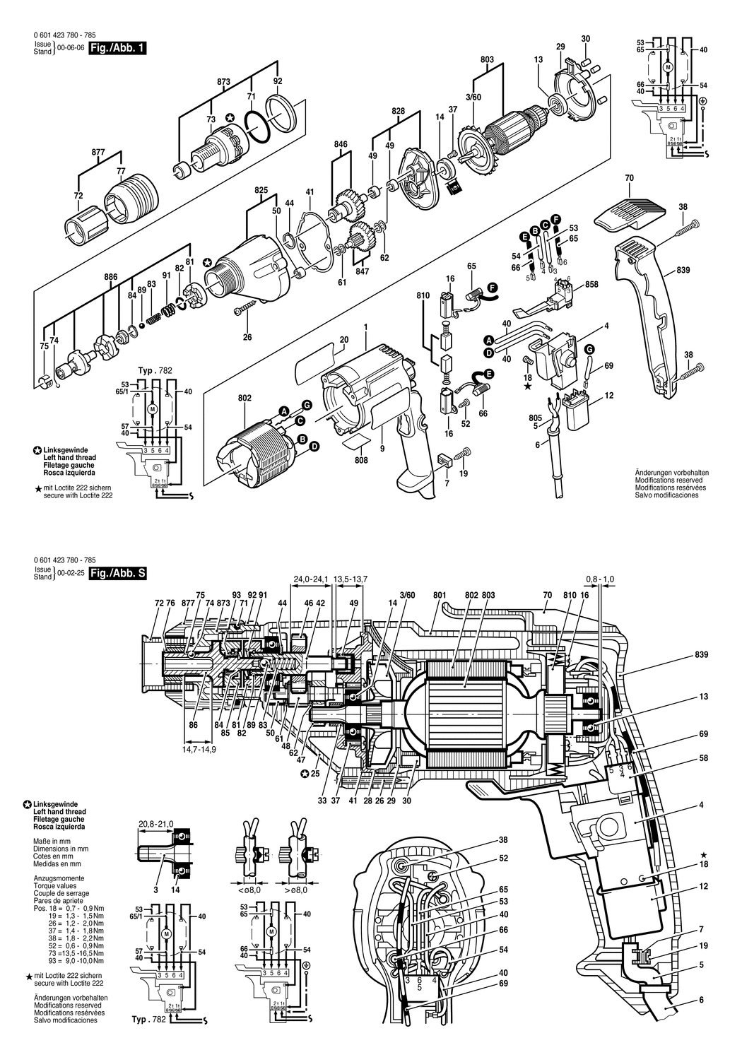 Bosch DI 600 / 0601423780 / D 230 Volt Spare Parts