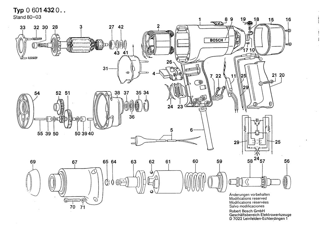 Bosch ---- / 0601432003 / EU 220 Volt Spare Parts