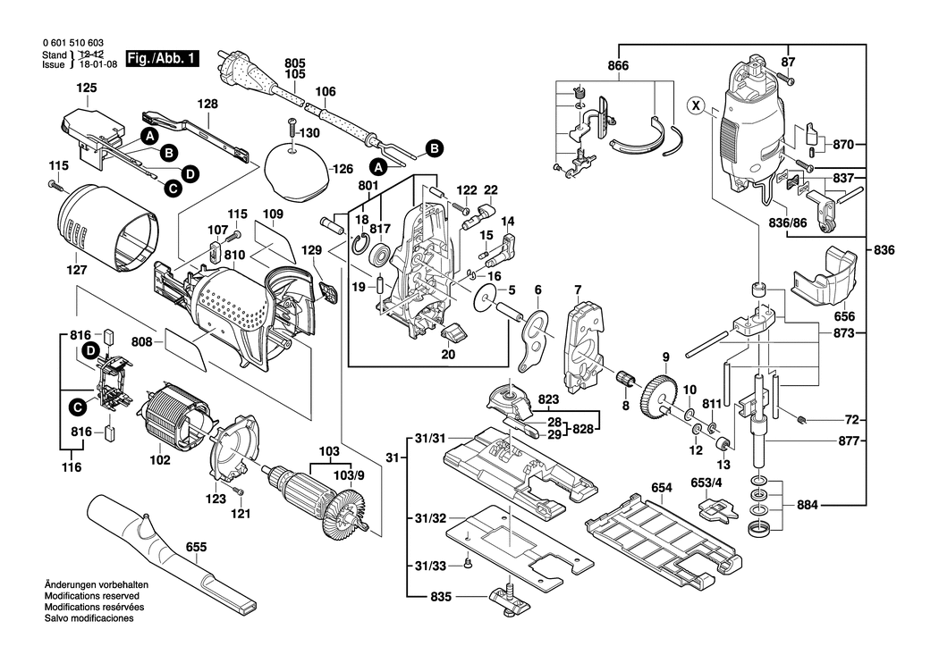 Bosch GST 600 E / 060151060A / EU 230 Volt Spare Parts