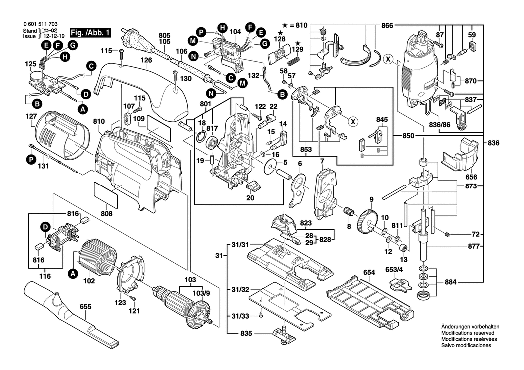 Bosch GST 135 BCE / 0601511732 / CH 230 Volt Spare Parts