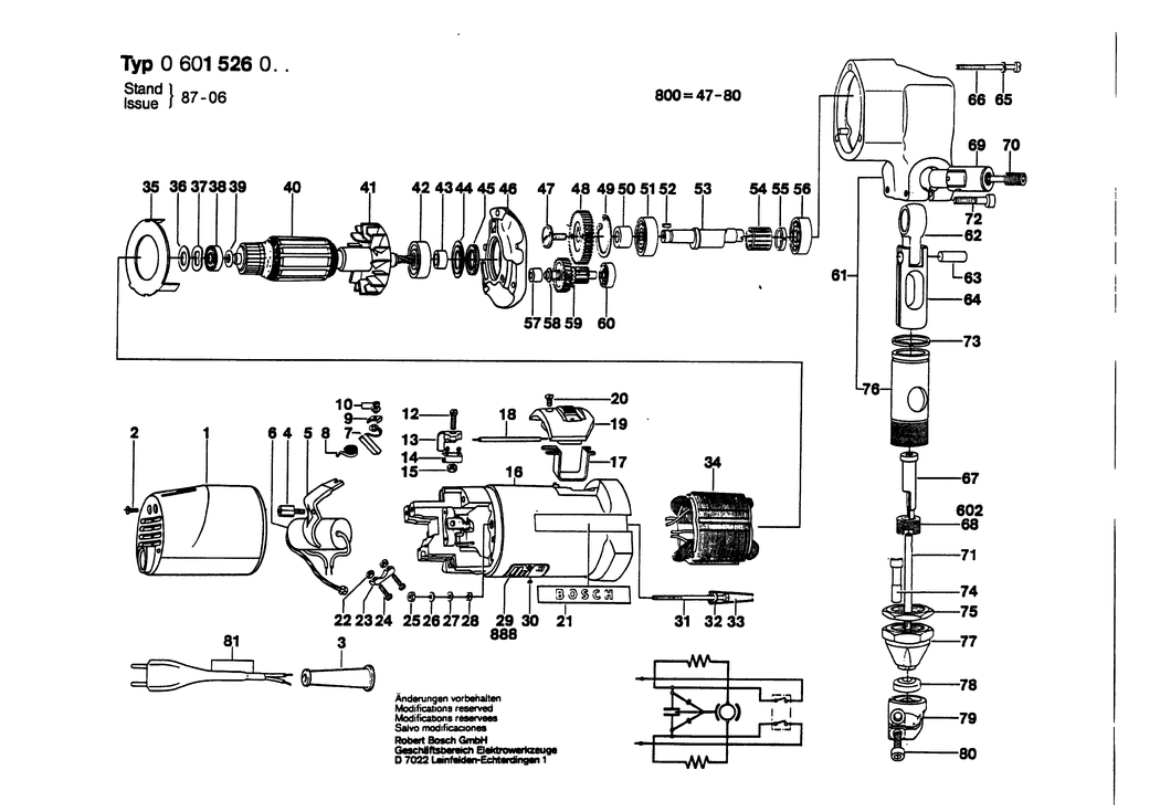 Bosch ---- / 0601526003 / EU 220 Volt Spare Parts