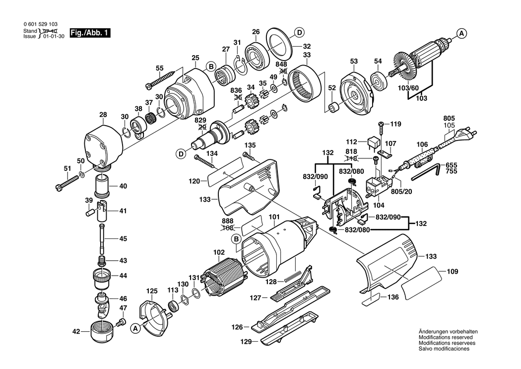 Bosch GNA 1.6 / 0601529150 / I 230 Volt Spare Parts