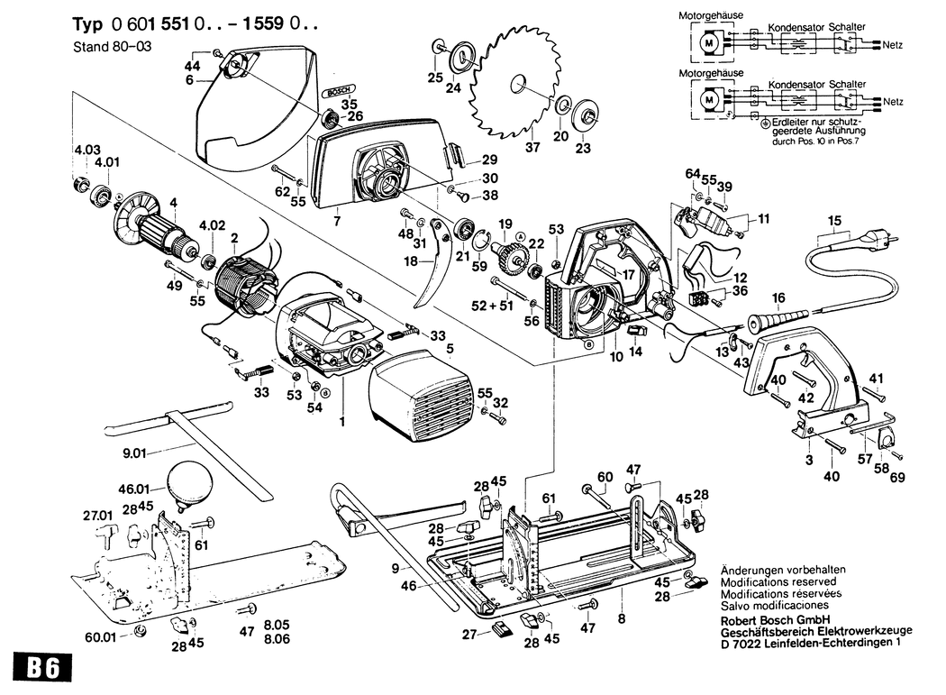 Bosch ---- / 0601554003 / EU 220 Volt Spare Parts