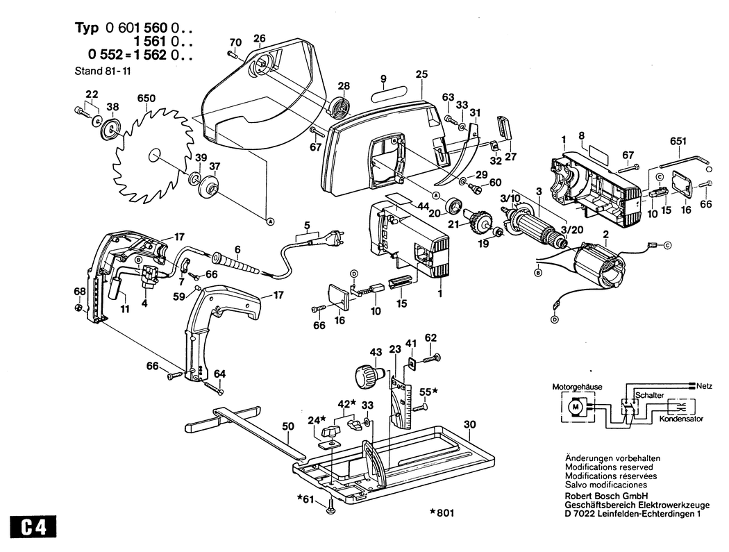 Bosch ---- / 0601561047 / F 110 Volt Spare Parts