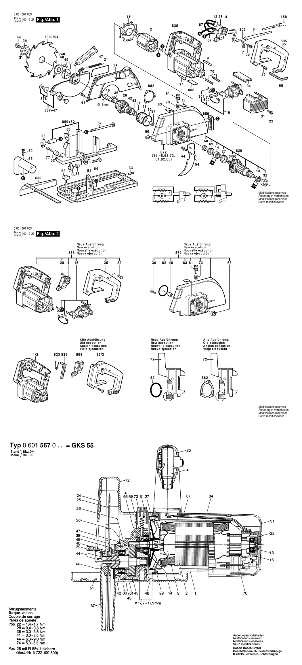 Bosch GKS 55 / 0601567048 / F 220 Volt Spare Parts