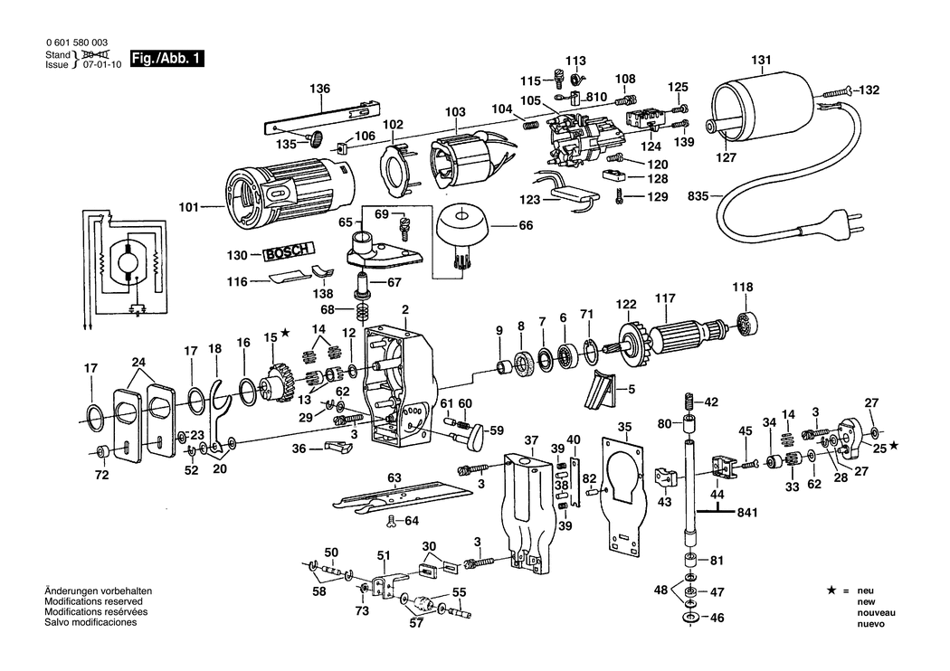 Bosch ---- / 0601580750 / I 220 Volt Spare Parts