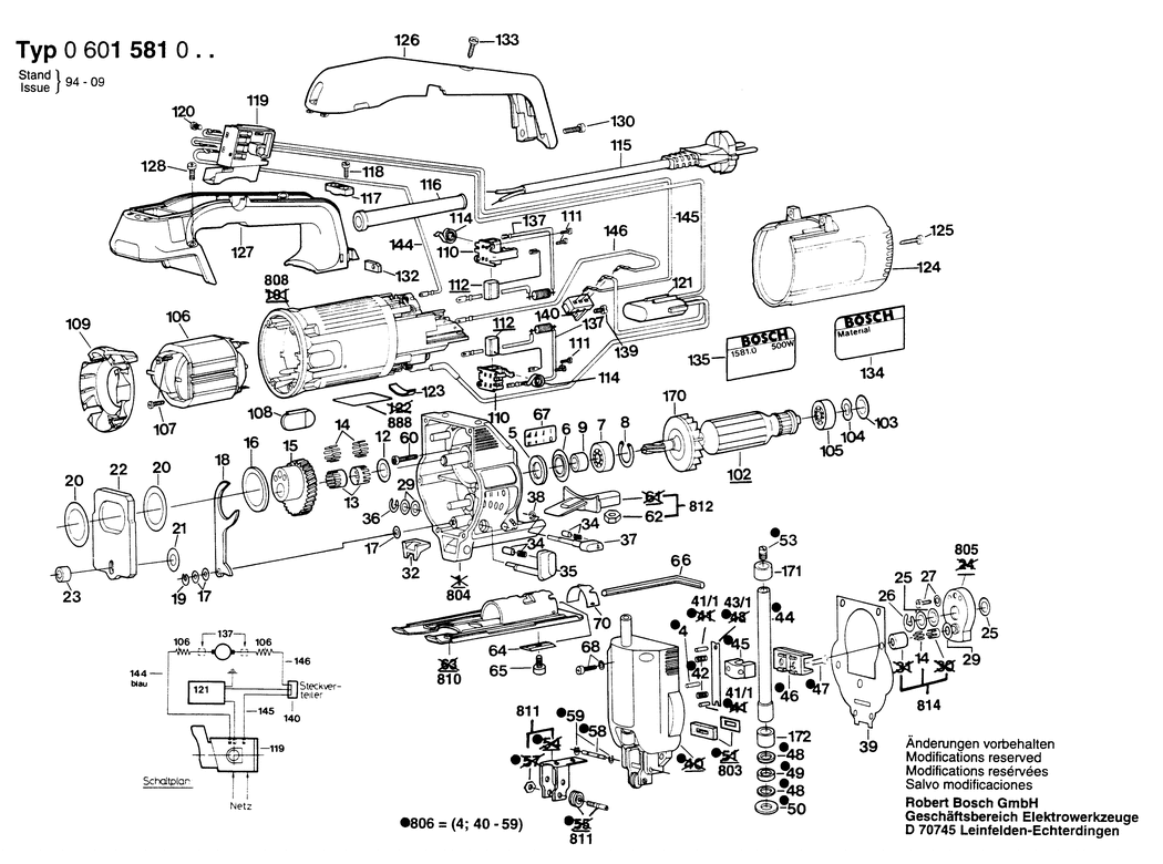 Bosch ---- / 0601581041 / GB 110 Volt Spare Parts