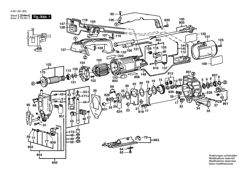 Bosch GST 80 PBE / 0601581803 / EU 230 Volt Spare Parts