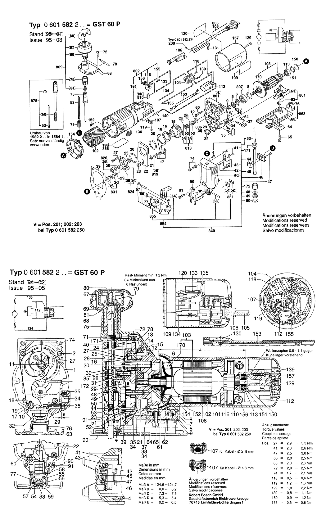 Bosch GST 60 P / 0601582241 / GB 110 Volt Spare Parts