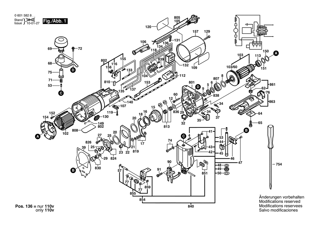 Bosch GST 80 PE / 0601582803 / EU 230 Volt Spare Parts