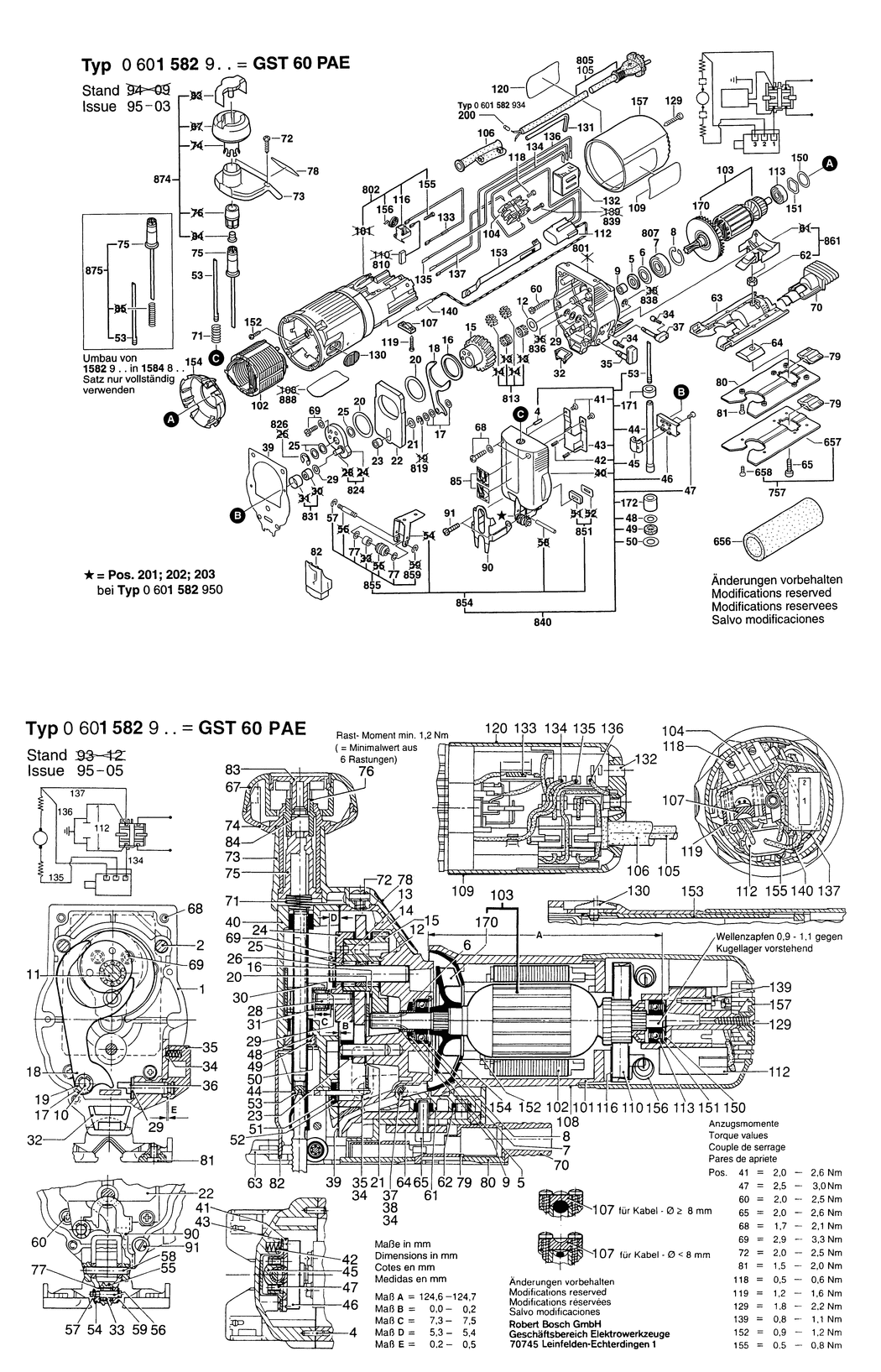 Bosch GST 60 PAE / 0601582903 / EU 220 Volt Spare Parts