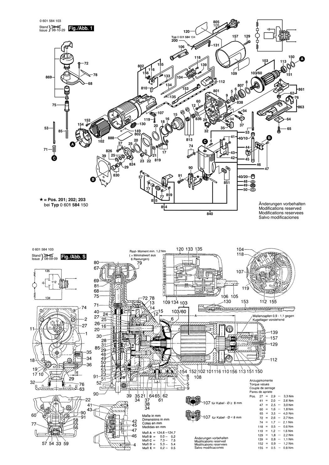Bosch GST 85 P / 0601584103 / EU 230 Volt Spare Parts