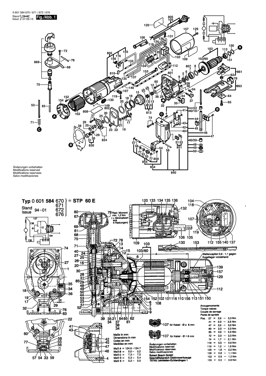 Bosch STP 60 E / 0601584671 / I 230 Volt Spare Parts