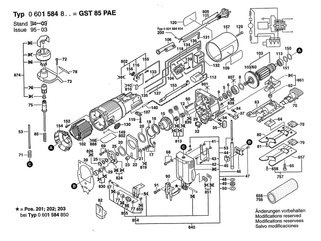 Bosch STS 85 PAE / 0601584884 / EU 230 Volt Spare Parts