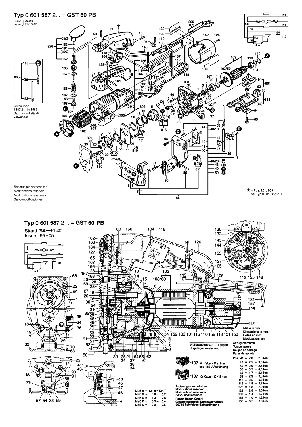 Bosch GST 60 PB / 0601587250 / I 230 Volt Spare Parts