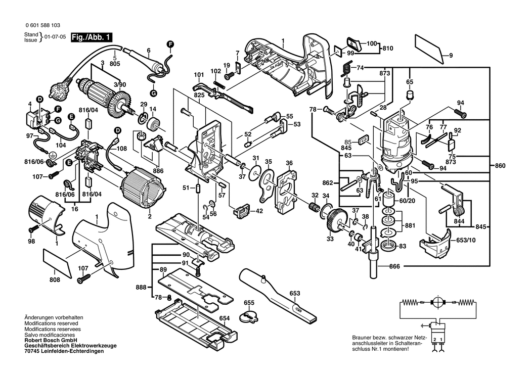 Bosch GST 100 / 0601588103 / EU 230 Volt Spare Parts