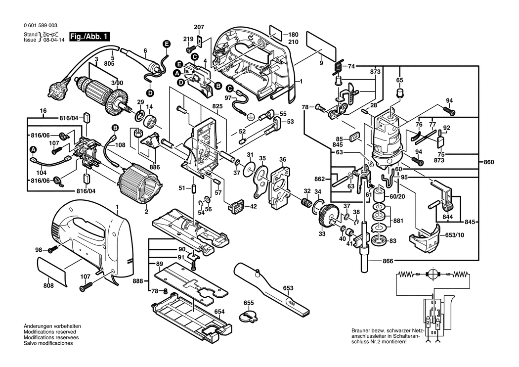 Bosch GST 100 B / 0601589032 / CH 230 Volt Spare Parts