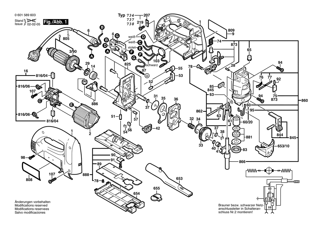 Bosch GST 100 BCE / 0601589632 / CH 230 Volt Spare Parts