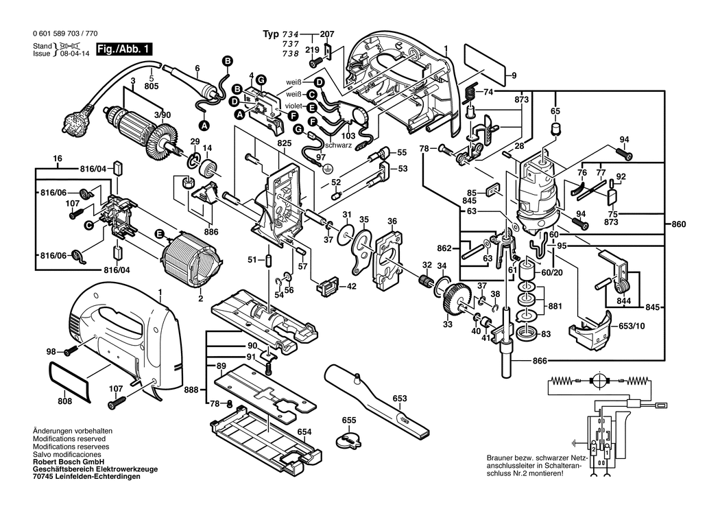 Bosch GST 100 BCE / 0601589741 / GB 110 Volt Spare Parts
