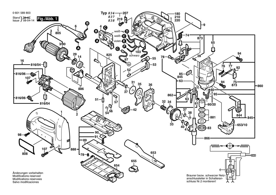 Bosch GST 100 BCE / 0601589832 / CH 230 Volt Spare Parts