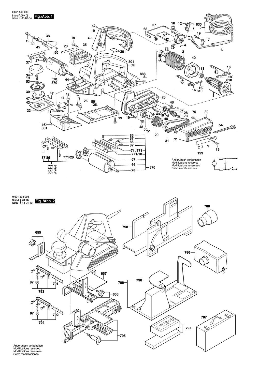 Bosch GHO 31-82 / 0601593041 / GB 110 Volt Spare Parts
