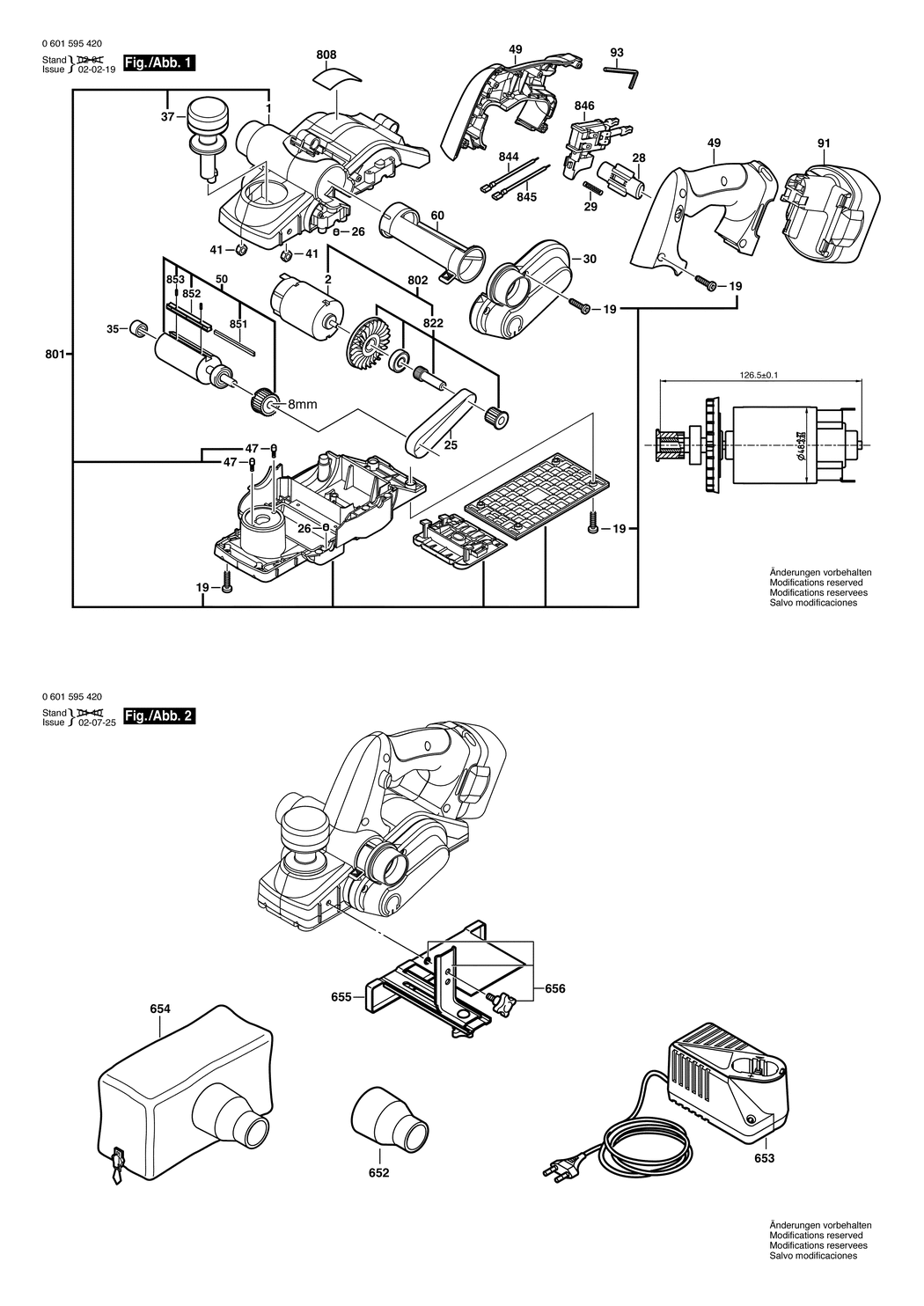 Bosch GHO 14.4 V / 0601595420 / EU 14.4 Volt Spare Parts