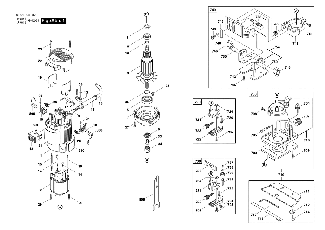 Bosch GUF 4-22 A / 0601608042 / GB 240 Volt Spare Parts