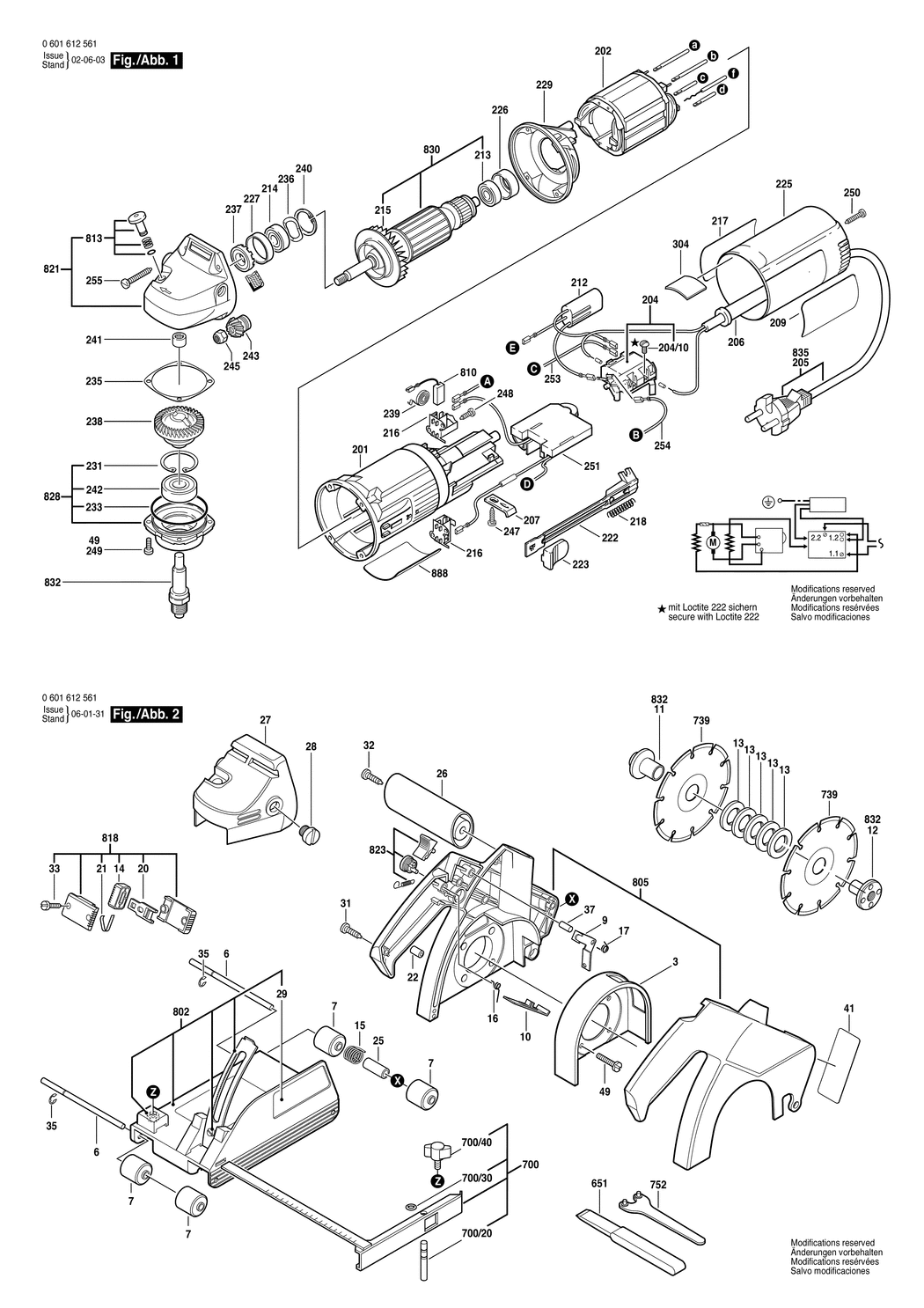 Bosch R-115 / 0601612561 / EU 230 Volt Spare Parts
