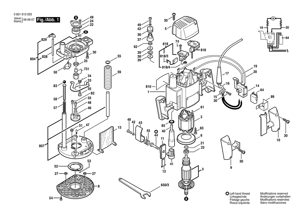 Bosch GOF 1200 A / 0601613050 / I 230 Volt Spare Parts