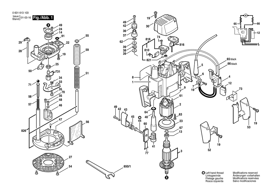 Bosch GOF 1200 / 0601613103 / EU 230 Volt Spare Parts