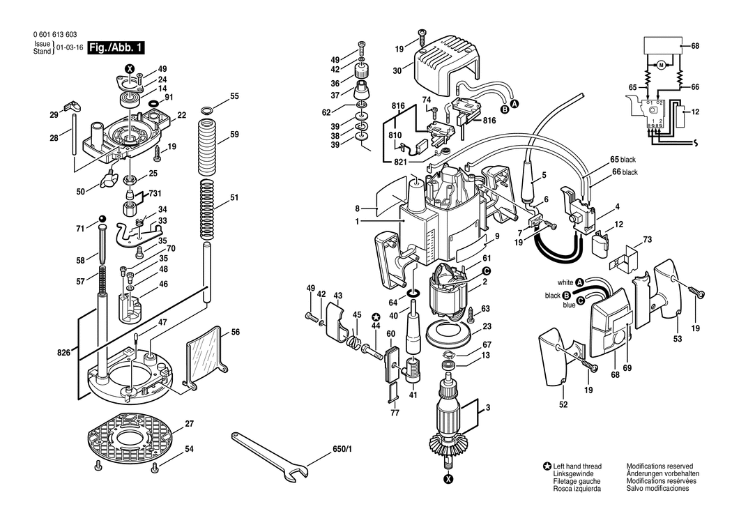Bosch GOF 1300 CE / 0601613603 / EU 230 Volt Spare Parts