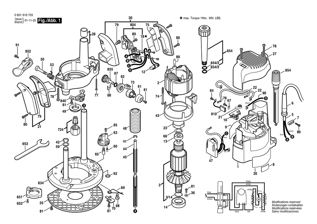 Bosch GOF 2000 CE / 0601619703 / EU 230 Volt Spare Parts