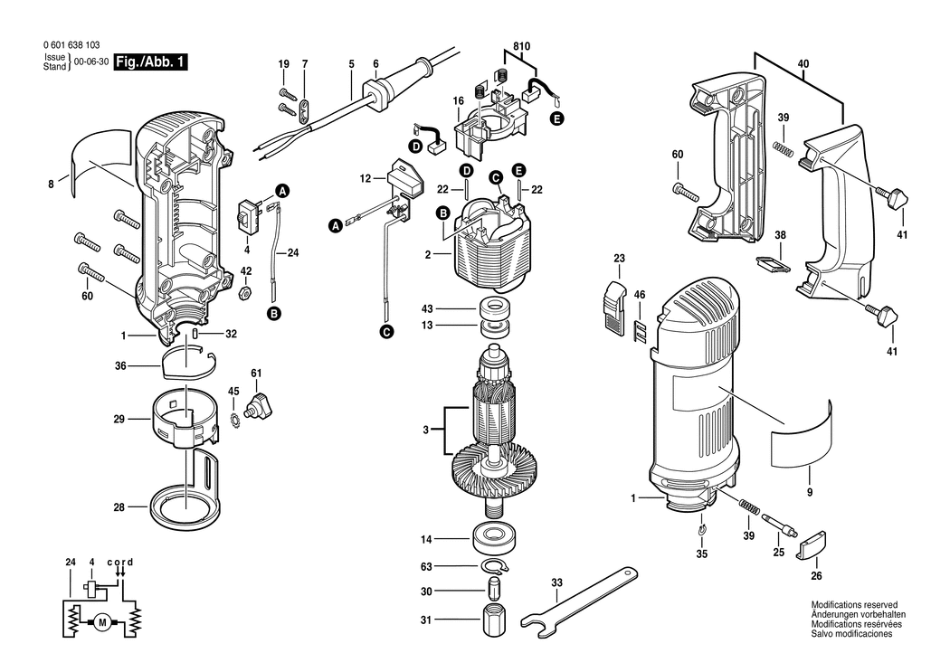 Bosch ROTOCUT / 0601638103 / EU 230 Volt Spare Parts