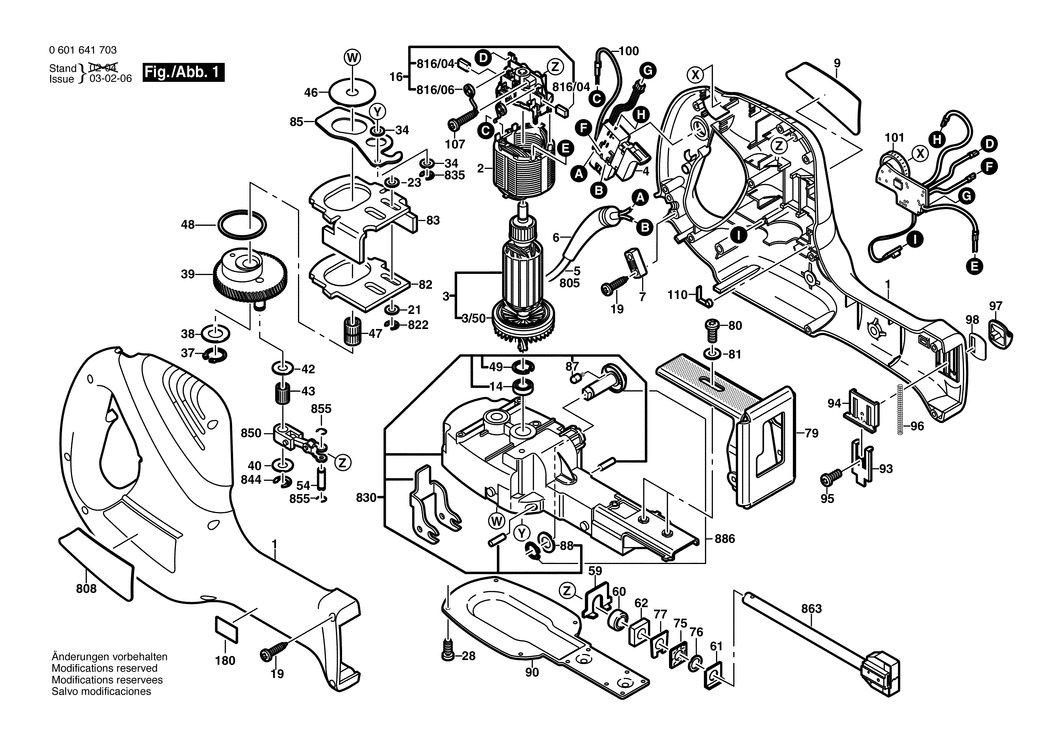 Bosch GSA 800 PE / 0601641750 / I 230 Volt Spare Parts