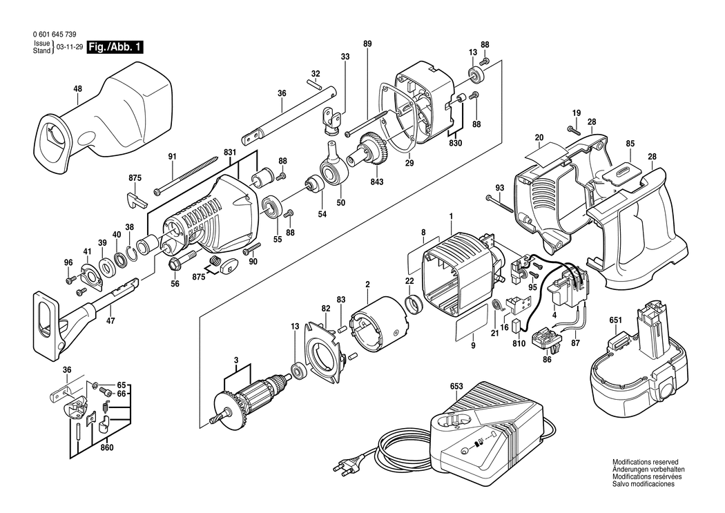 Bosch GSA 24 VE / 0601645703 / EU 24 Volt Spare Parts