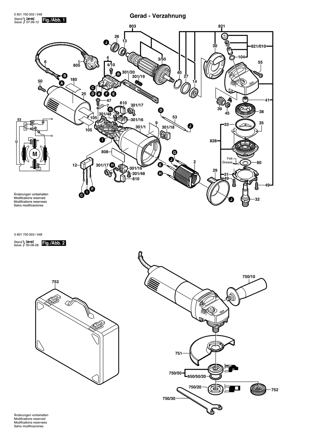 Bosch GWS 7-115 / 0601700042 / GB 230 Volt Spare Parts