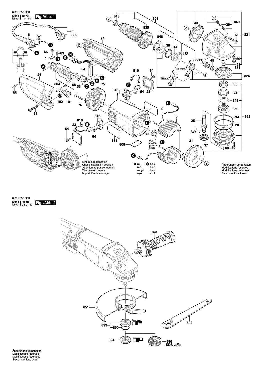 Bosch GWS 24-230 JBV / 0601854G03 / EU 230 Volt Spare Parts