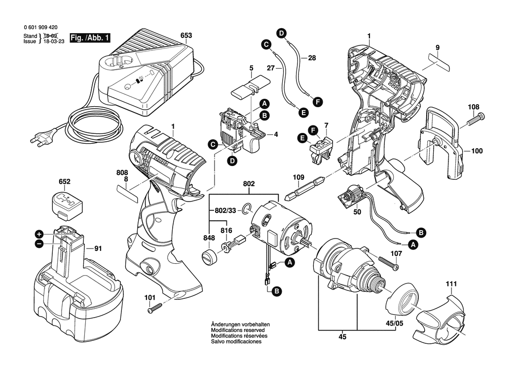 Bosch GDR 14.4 V / 0601909421 / EU 14.4 Volt Spare Parts