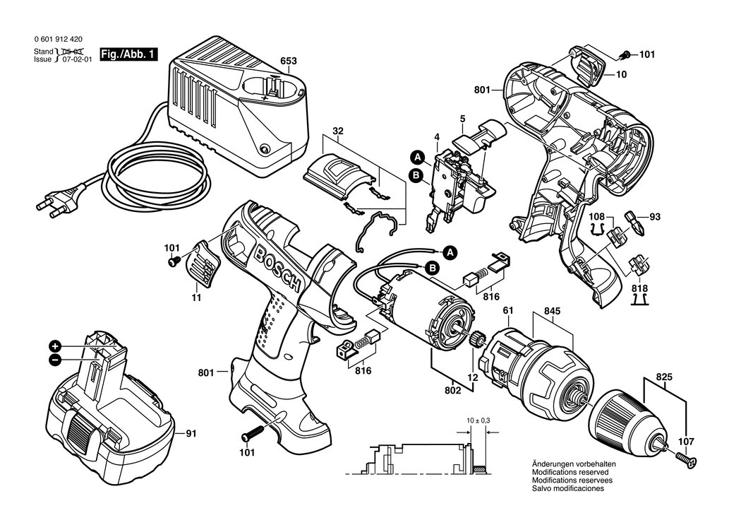 Bosch GSR 14.4 VE-2 / 0601912420 / EU 14.4 Volt Spare Parts