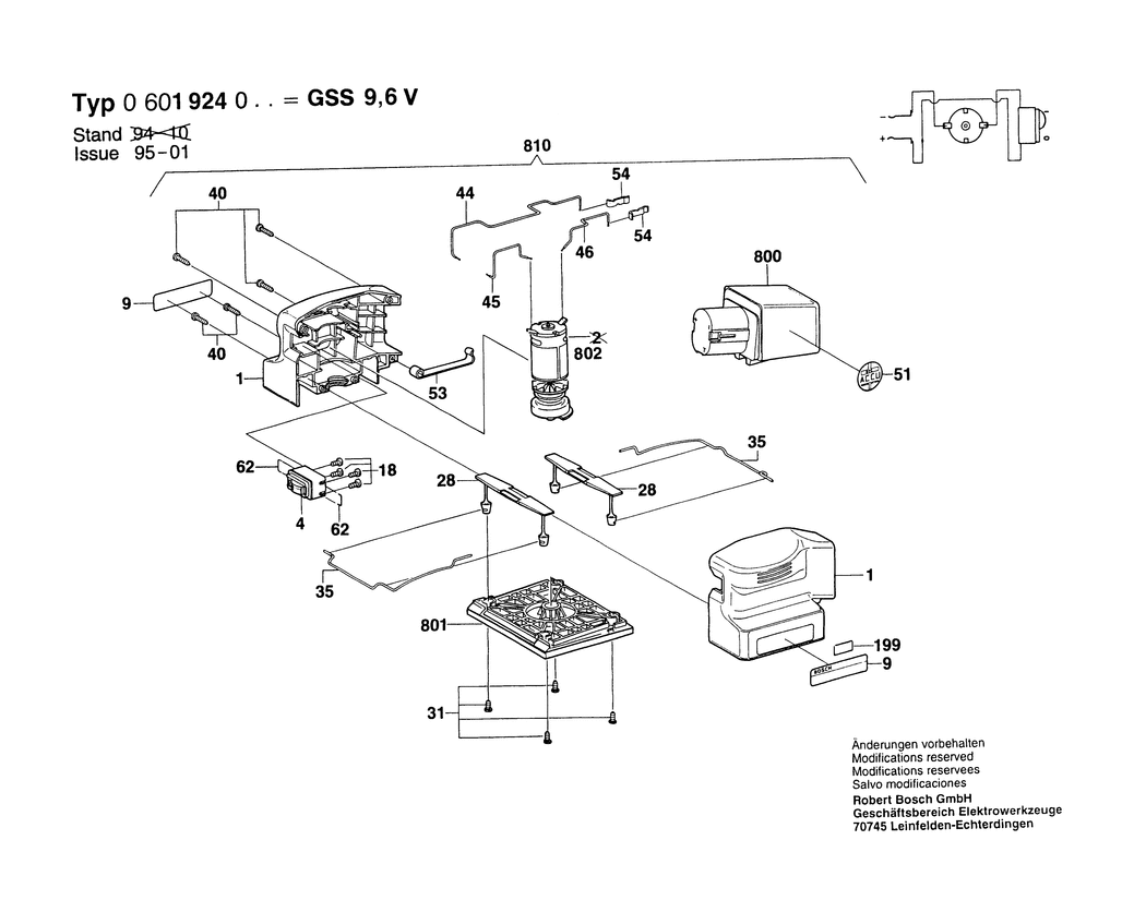 Bosch GSS 9.6 V / 0601924027 / EU 9.6 Volt Spare Parts