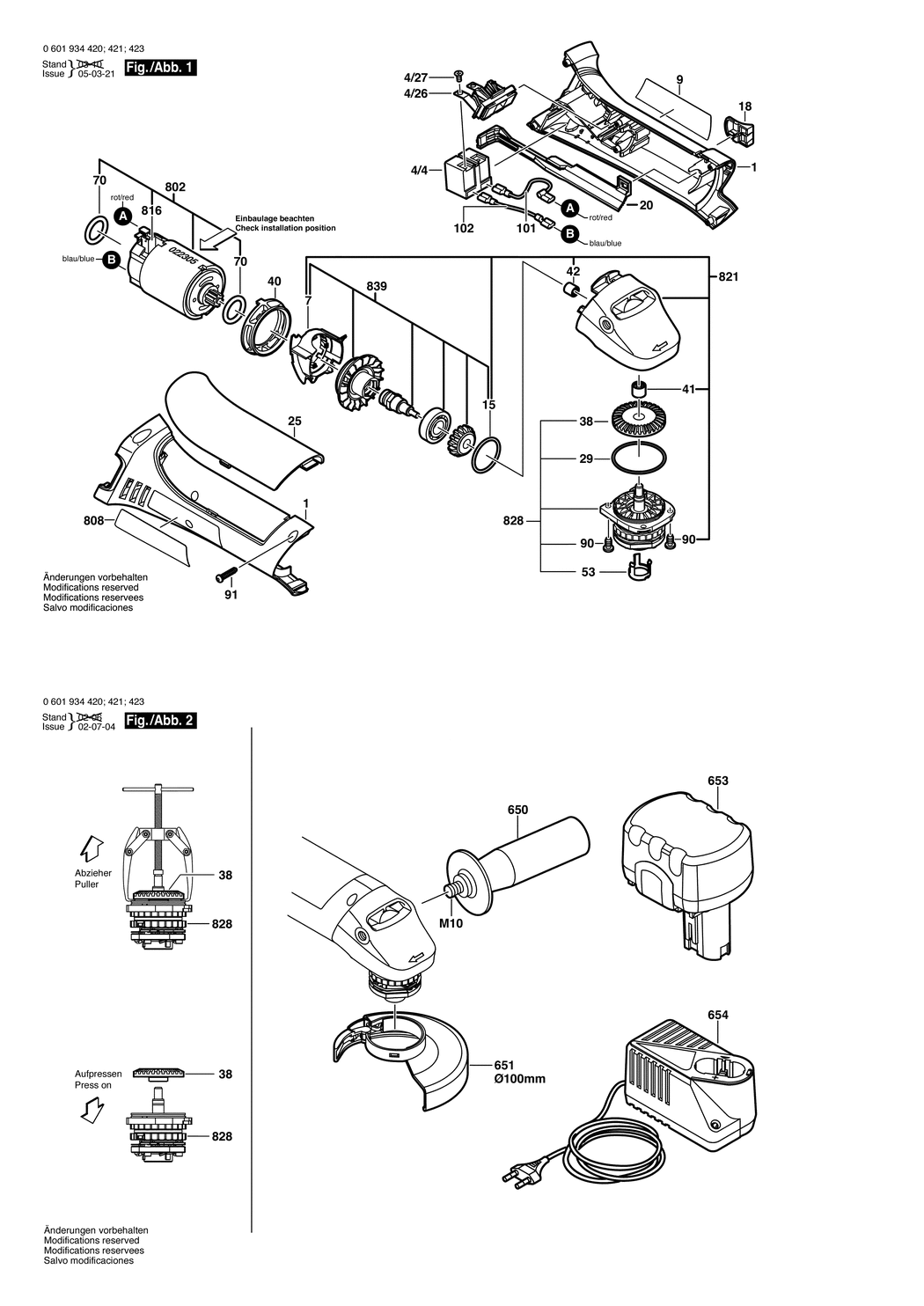 Bosch GWS 14.4 V / 0601934420 / EU 14.4 Volt Spare Parts