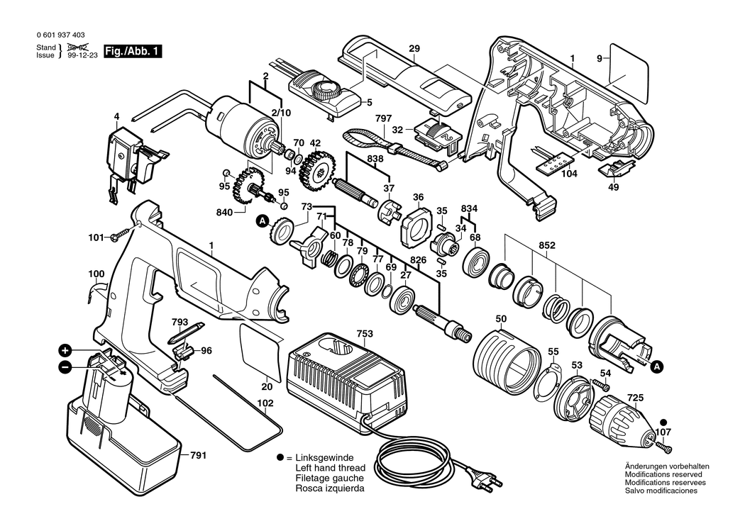 Bosch GSB 12 VSP-2 / 0601937420 / EU 12 Volt Spare Parts