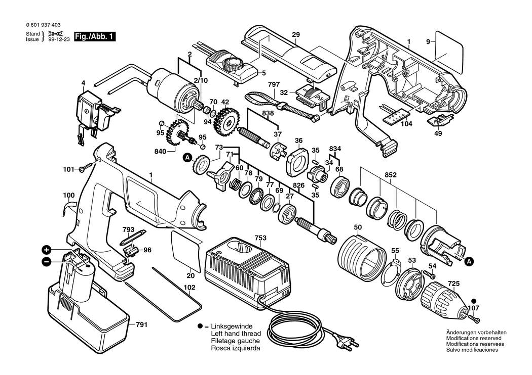 Bosch GSB 12 VSP-2 / 0601937480 / F 12 Volt Spare Parts