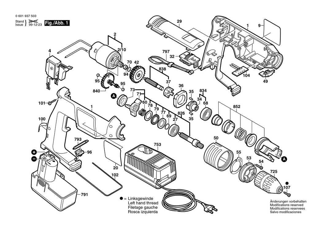 Bosch GSB 12 VES-2 / 0601937563 / GB 12 Volt Spare Parts