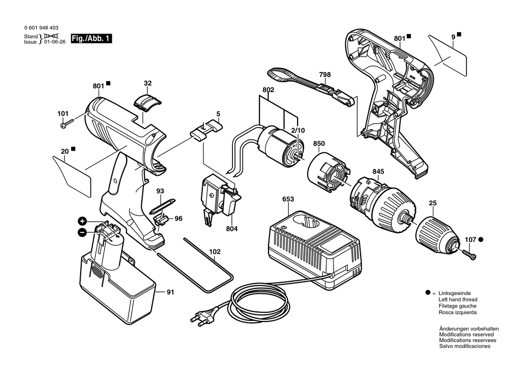 Bosch GSR 14.4 VE-2 / 0601948455 / EU 14.4 Volt Spare Parts