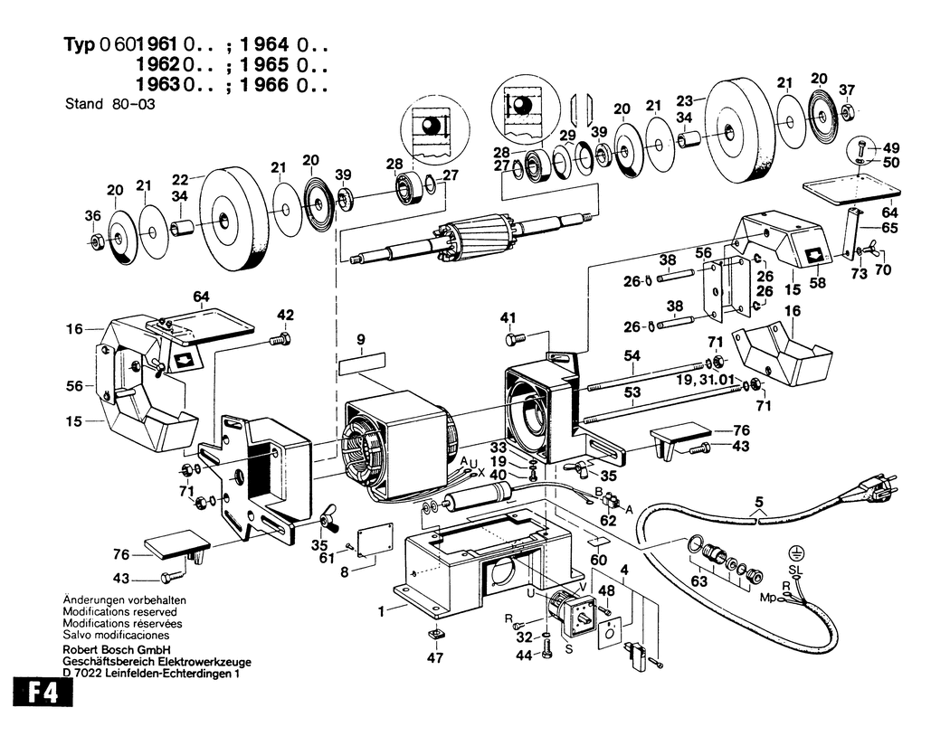 Bosch ---- / 0601961003 / EU 220 Volt Spare Parts