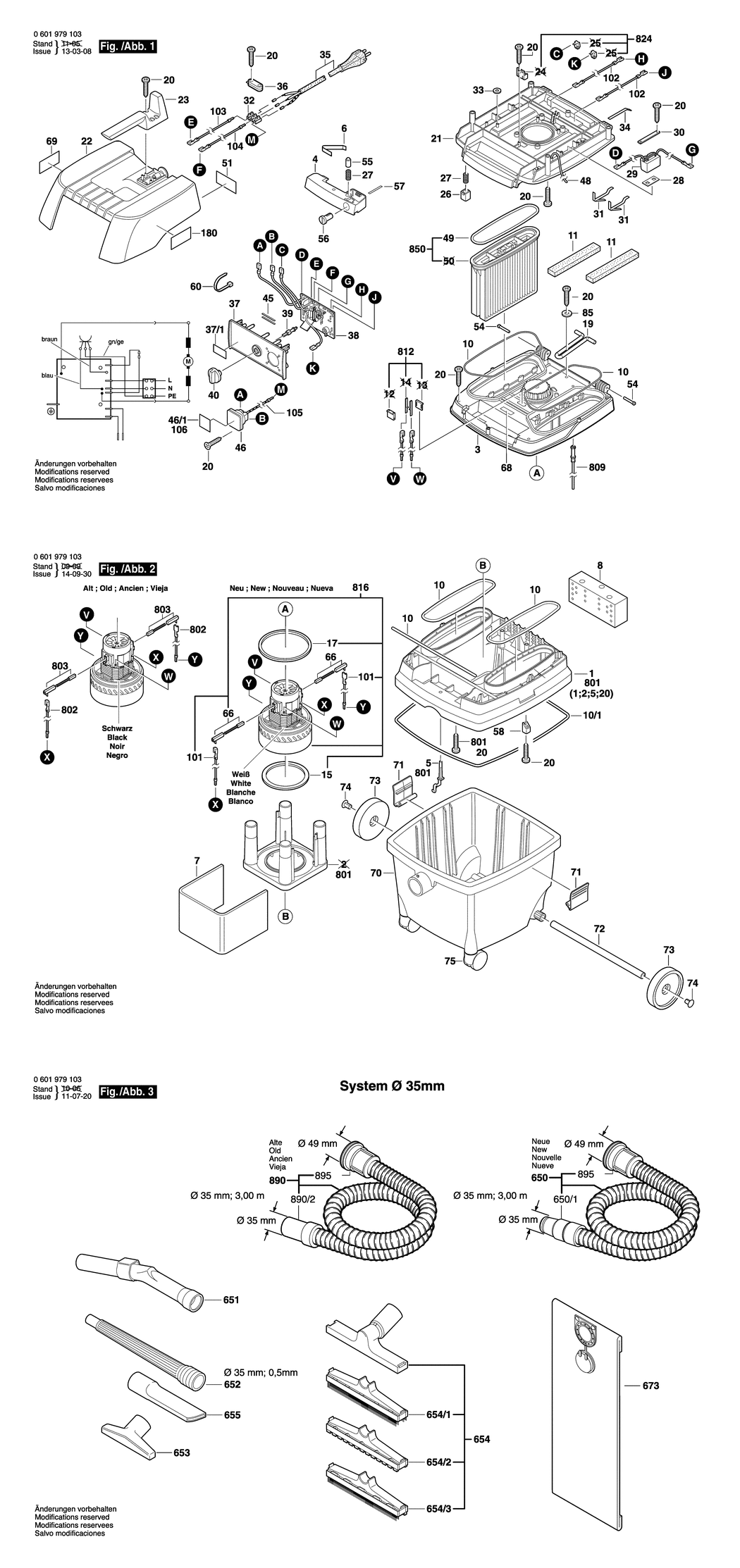 Bosch GAS 25 L SFC / 0601979132 / CH 230 Volt Spare Parts