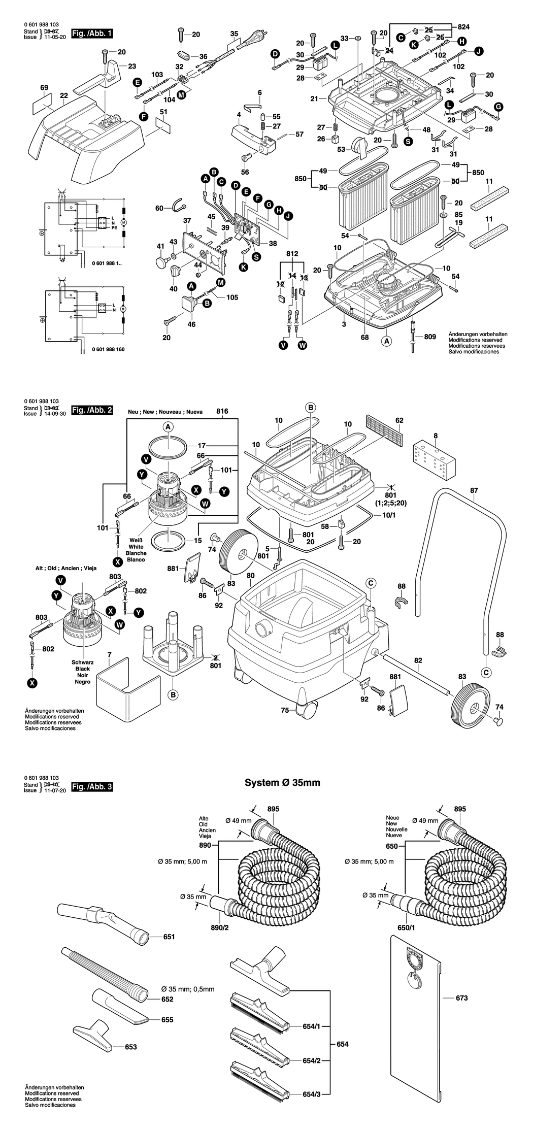 Bosch GAS 50 M / 0601988103 / EU 230 Volt Spare Parts